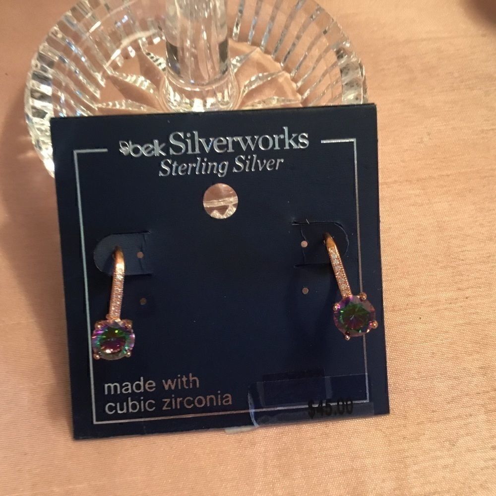 Rose Gold over Sterling Mystic CZ Earrings